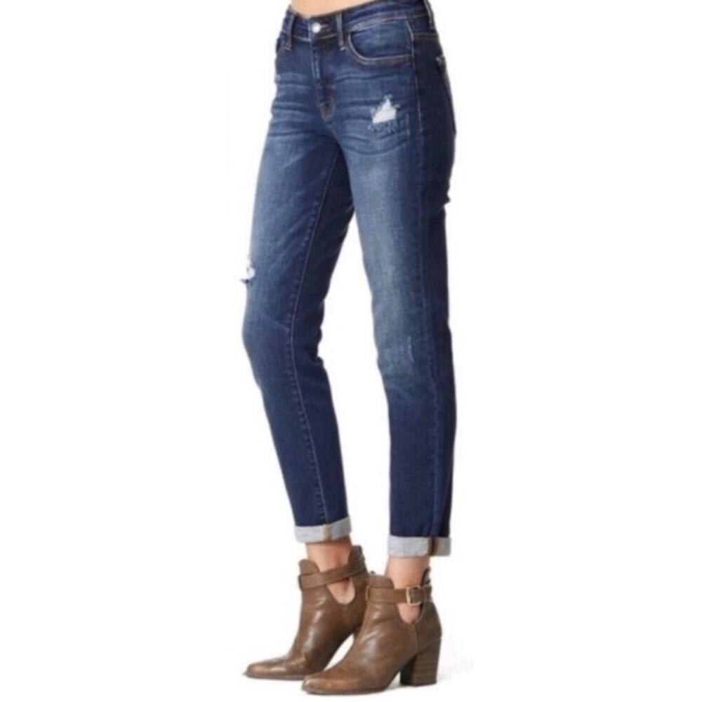 Judy Blue Slim fit distressed mid rise blue jeans, size 5/27, jb82104dk